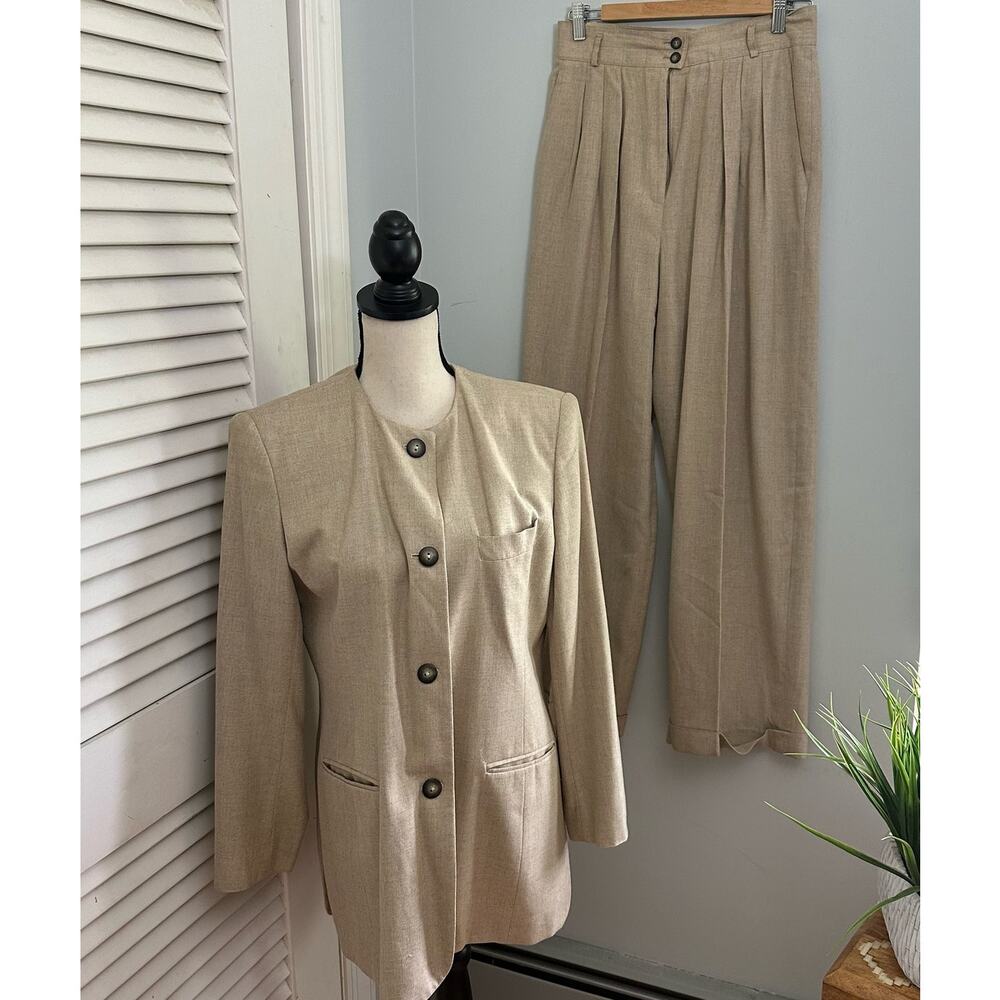 Classic Beige Women's Blazer & Trouser Suit Jacket Set